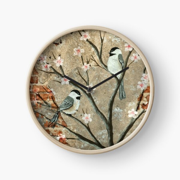 ChickaCherry Blossom Exposed Brick Clock
