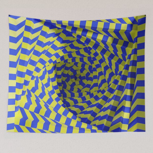Item preview, Wormhole Blue Yellow Checks Optical Illusion designed and sold by bradm50.