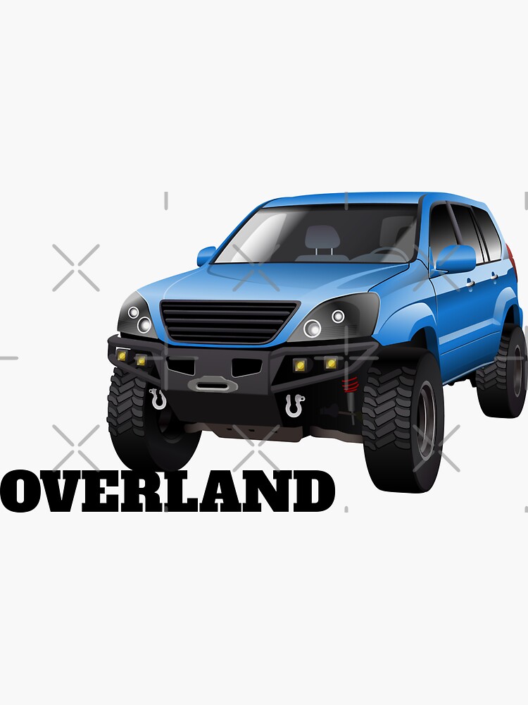 Thumbnail 3 of 3, Sticker, Overland luxury SUV 4x4 offroad illustration designed and sold by mmg1design.