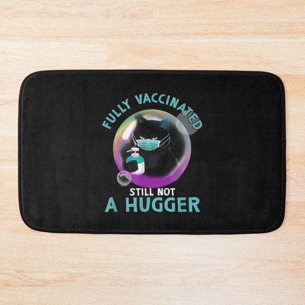 Item preview, Fully Vaccinated Still Not A Hugger Black Cat Face Mask T-Shirt designed and sold by Lukifo-Driven.