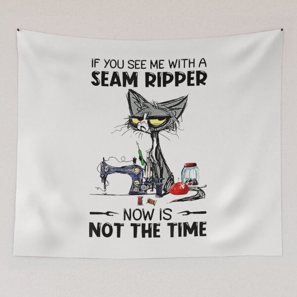 Item preview, Funny Sewing If You See Me A Seam Ripper Black Cat T-Shirt designed and sold by Lukifo-Driven.