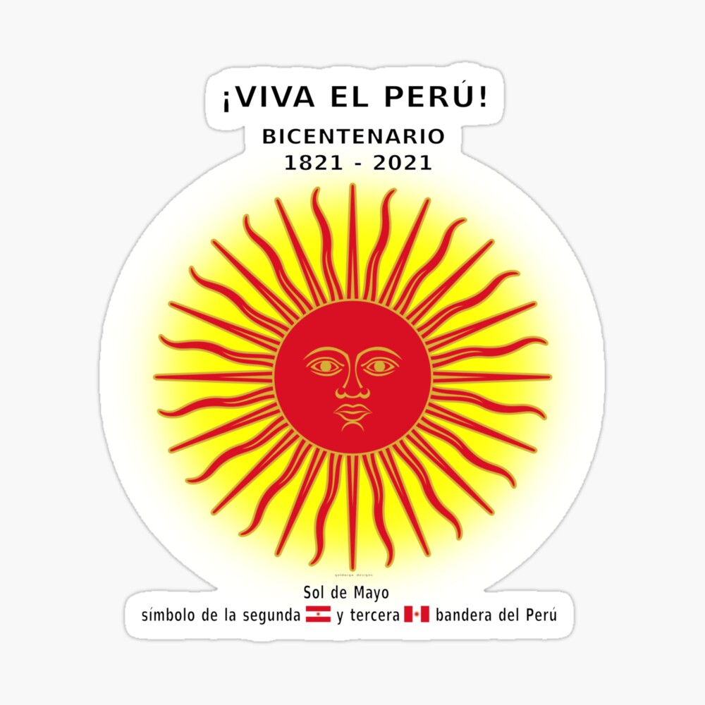 Viva el Perú, Sol de mayo, Bicentenario 1821-2021 Yellow background 