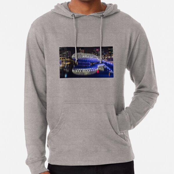 Webb Bridge by night at the Docklands, Melbourne Lightweight Hoodie
