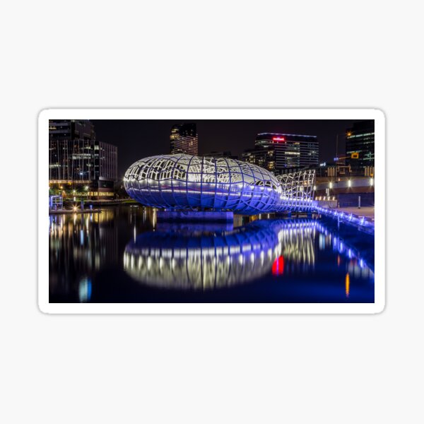 Webb Bridge by night at the Docklands, Melbourne Sticker