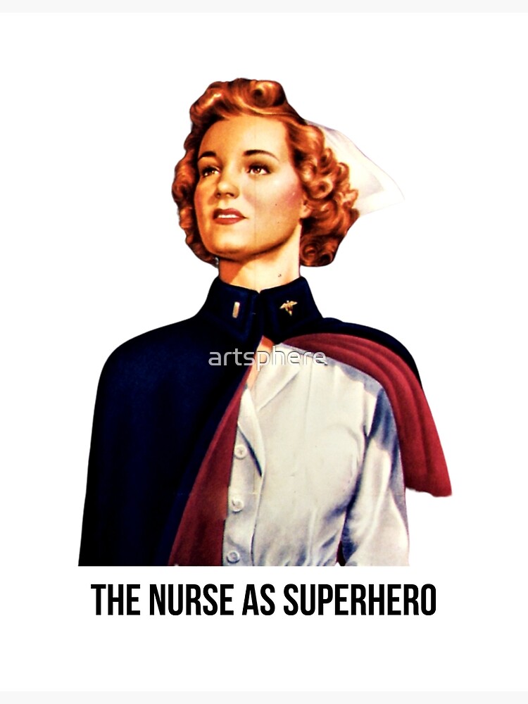 L'infirmière en tant que super-héros Soins infirmiers Affiche de la  Seconde Guerre mondiale des années 1940 Carte de vœux