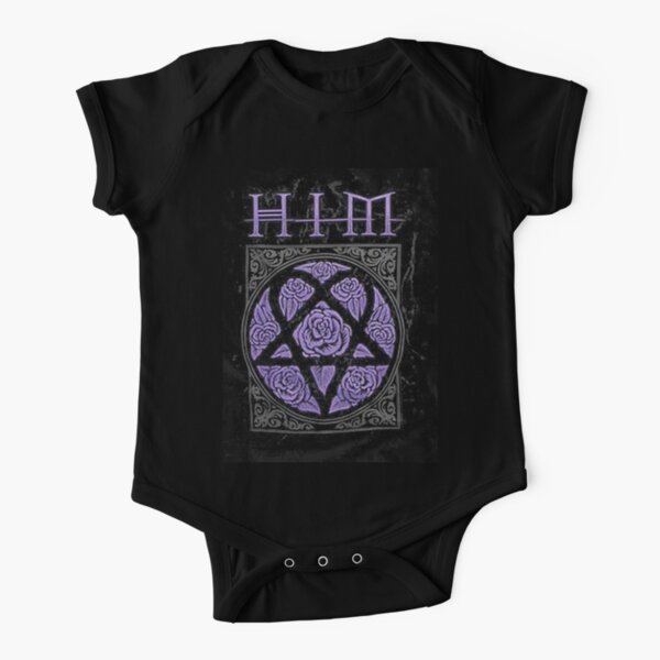 him purple Short Sleeve Baby One-Piece