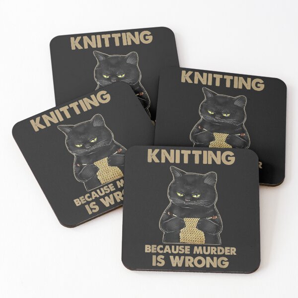 Item preview, Funny Cat knits shirt Knitting because murder is wrong designed and sold by Borhala23234.