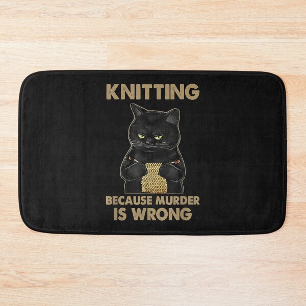 Item preview, Funny Cat knits shirt Knitting because murder is wrong designed and sold by Borhala23234.