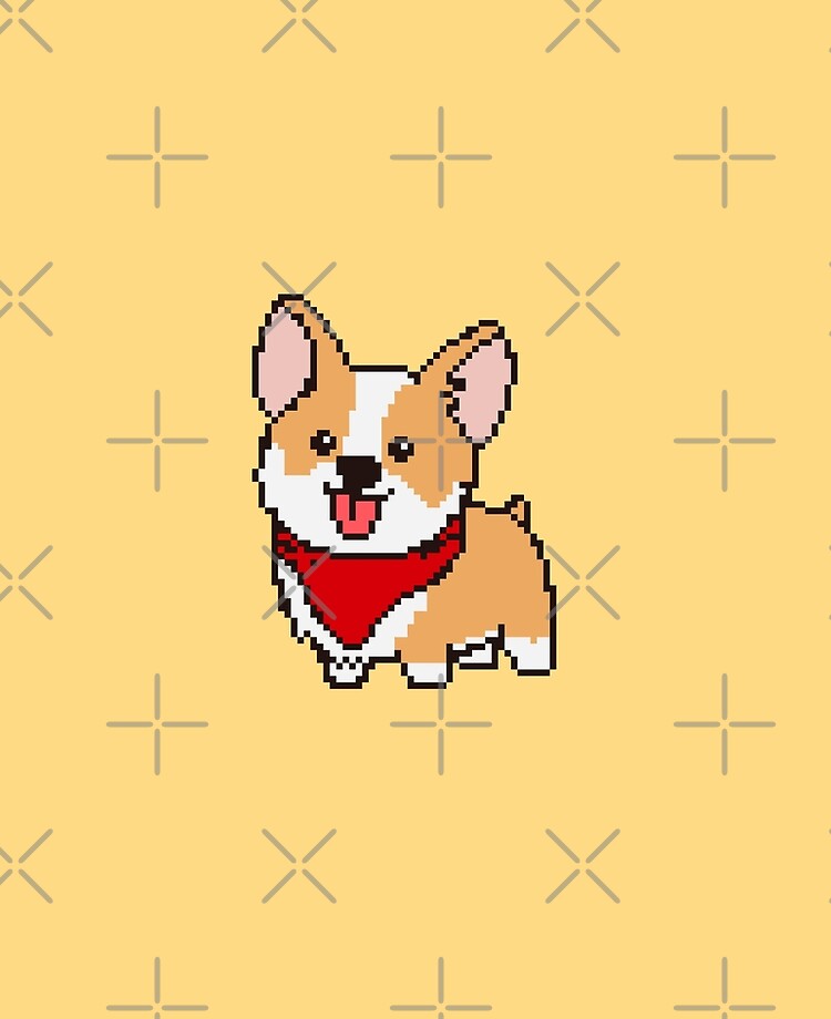 Pixel art cute corgi dog.\