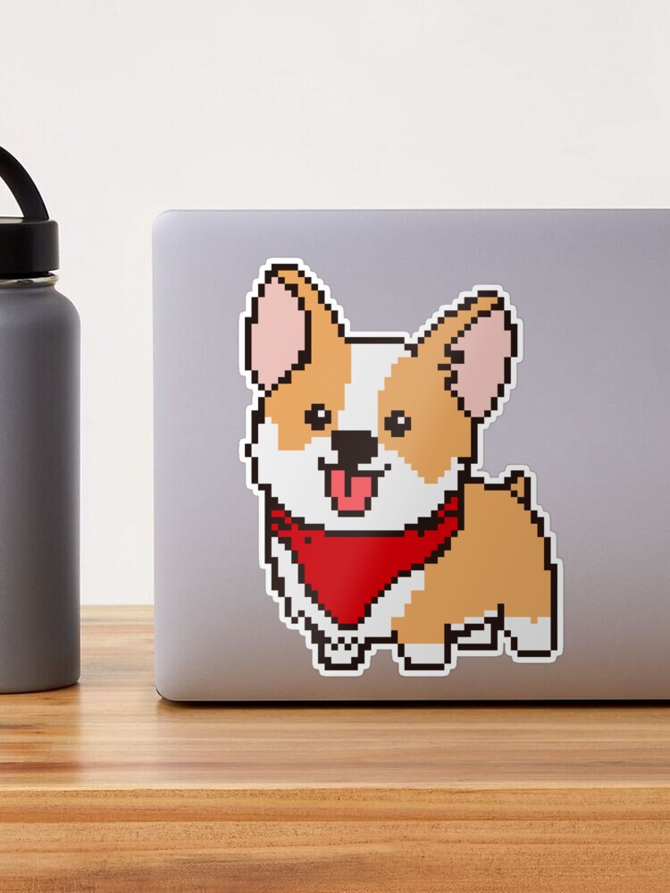 Pixel art cute corgi Sticker for Sale by Sabrinaski Redbubble