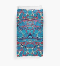 Psychedelic Blue Red Marbled Paper Duvet Cover