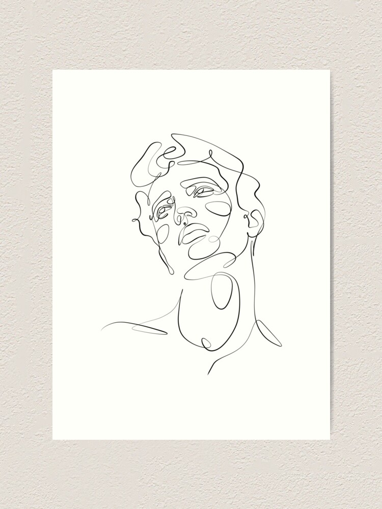 Male handsome face one line drawing Canvas Print by BondingSoul