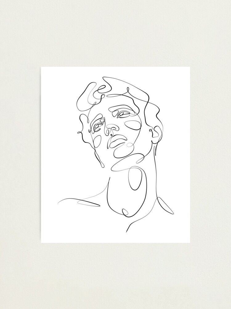 Male handsome face one line drawing Canvas Print by BondingSoul