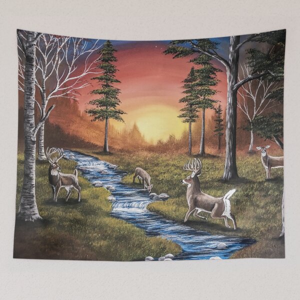 Item preview, Deer Along the Riverbank designed and sold by SistersInArtN.