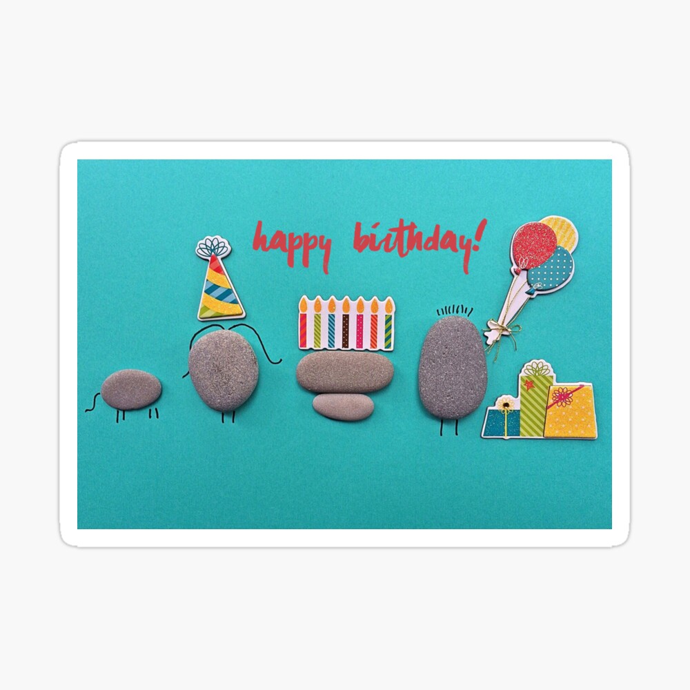 Happy Birthday Pebbles Party Greeting Card By Garigots Redbubble