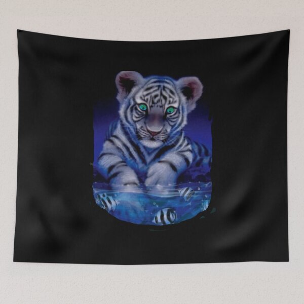 Item preview, BLACK LIGHT BLUE TIGER CUB  AND FISH designed and sold by THE AMERICAN TEEVANGELIST.