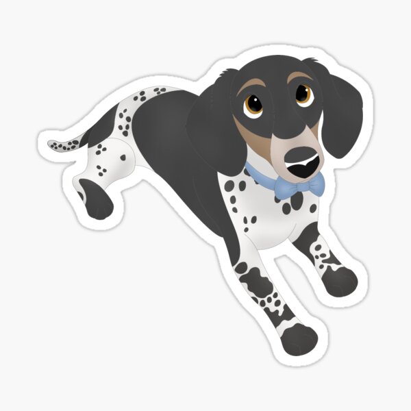Cartoony Short Haired Dachshund Illustration Sticker
