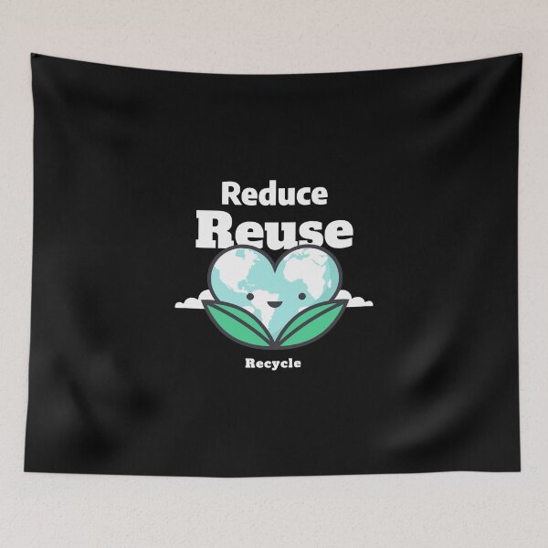 Item preview, Reduce, Reuse, Recycle Protect The Earth On Black Background designed and sold by UncleStuScience.