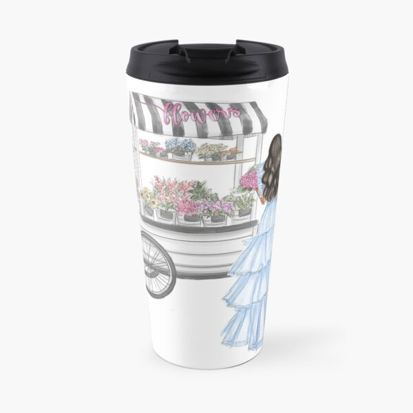 Spring flowers, black hair dark skin Travel Mug