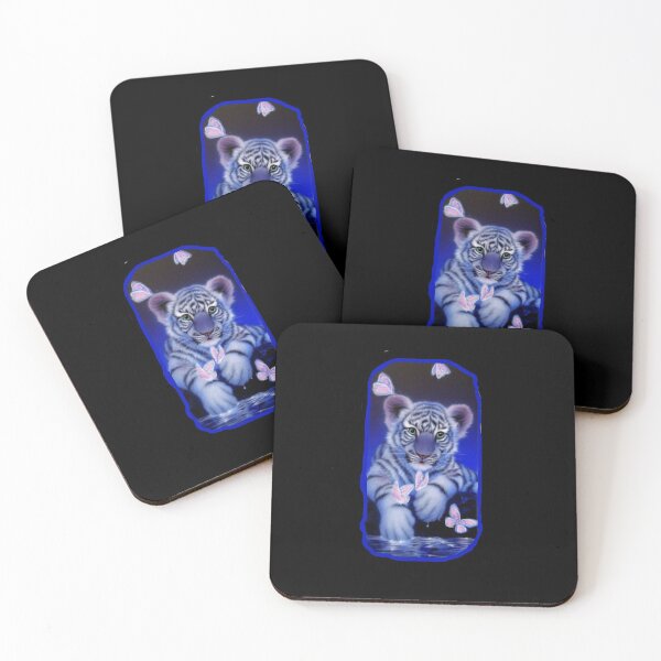 Item preview, BLACK LIGHT BLUE TIGER CUB  AND BUTTERFLIES designed and sold by THE AMERICAN TEEVANGELIST.