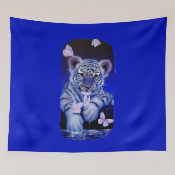 Item preview, BLACK LIGHT BLUE TIGER CUB  AND BUTTERFLIES designed and sold by THE AMERICAN TEEVANGELIST.