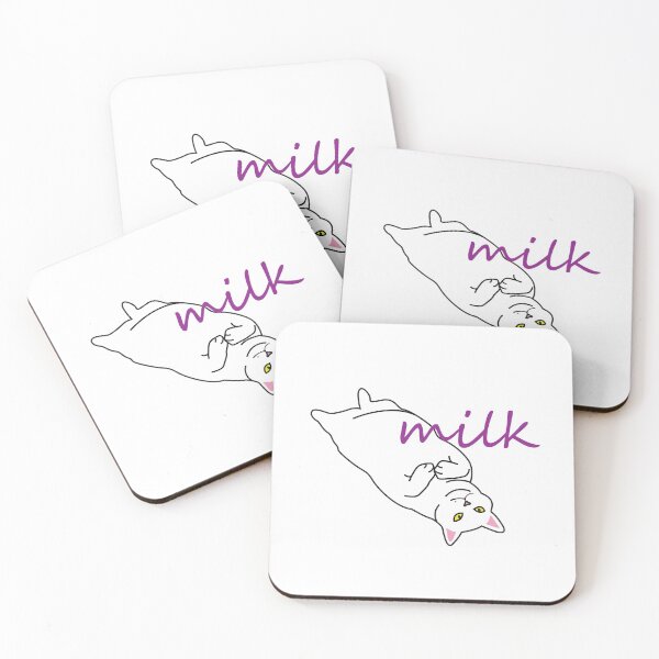 Item preview, white cat milk print design.  designed and sold by dadamda.
