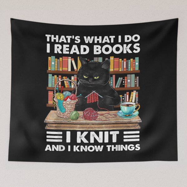 Item preview, That What I Do I Read Books I Knit - Funny Cat Knitting designed and sold by Borhala23234.