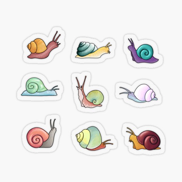 Colorful cute friendly snails Transparent Sticker