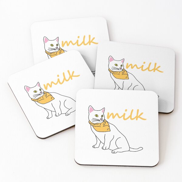 Item preview, white cats milk print. love cat. designed and sold by dadamda.