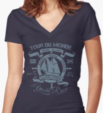TOUR DU MONDE YACHT RACE Women's Fitted V-Neck T-Shirt
