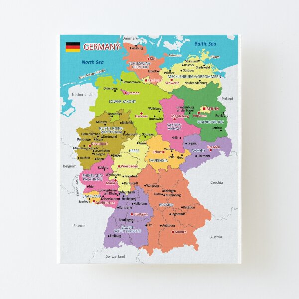 "Administrative Map Of Germany" Mounted Print For Sale By Alijun ...