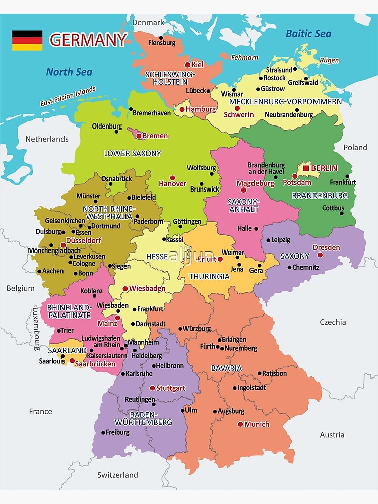 Administrative map of Germany Premium Matte Vertical Poster sold by ...