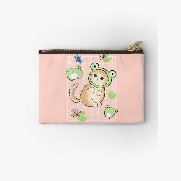 Item preview, Japanese Retro 90s Cottagecore Kawaii Toads and Cat in Frog Hat: A Funny Frog Kitten Costume and Orange Cat Frog designed and sold by MinistryOfFrogs.