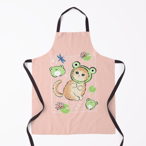 Item preview, Japanese Retro 90s Cottagecore Kawaii Toads and Cat in Frog Hat: A Funny Frog Kitten Costume and Orange Cat Frog designed and sold by MinistryOfFrogs.