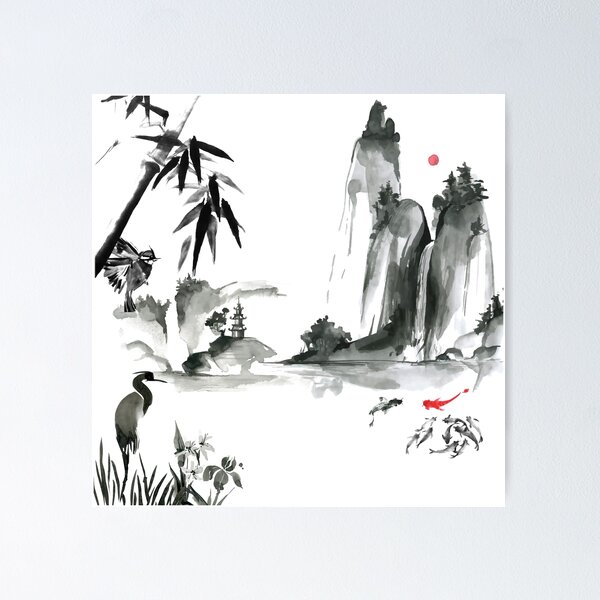 屏風　Sumi-e a painting in black ＆white Continuing Sumi Painting | Kirkland, WA Patch
