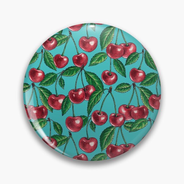 Item preview, Red cherries on turquoise designed and sold by Katerina Mitkova Kirilova.