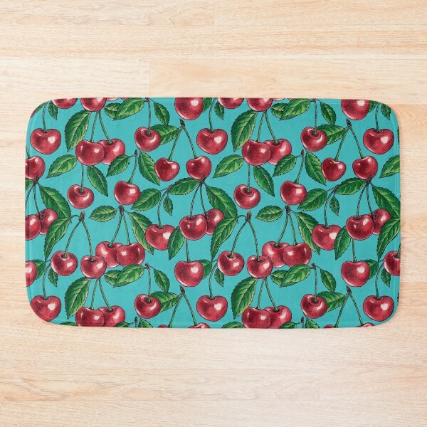 Item preview, Red cherries on turquoise designed and sold by Katerina Mitkova Kirilova.