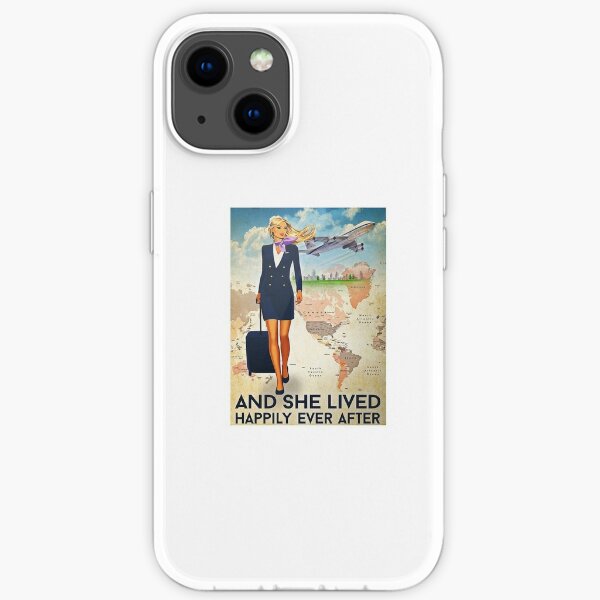 Flight Attendant And She Lived Happily Ever After Navy Uniform Poster iPhone Soft Case