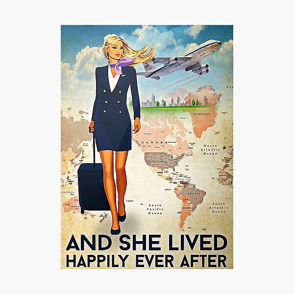 Flight Attendant And She Lived Happily Ever After Navy Uniform Poster Photographic Print