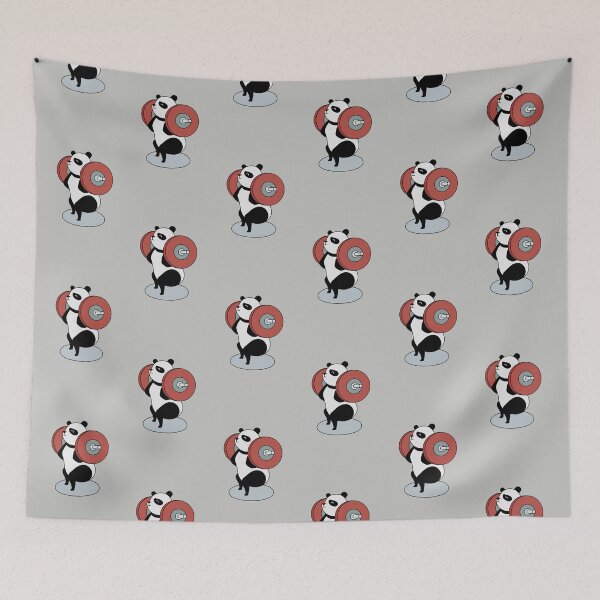 Item preview, crossfit panda bear with barbell and weights doing back squats designed and sold by TrueType.