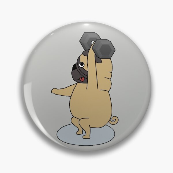 Item preview, crossfit pug with dumbbell doing overhead squat designed and sold by TrueType.