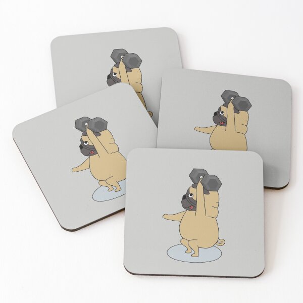 Item preview, crossfit pug with dumbbell doing overhead squat designed and sold by TrueType.