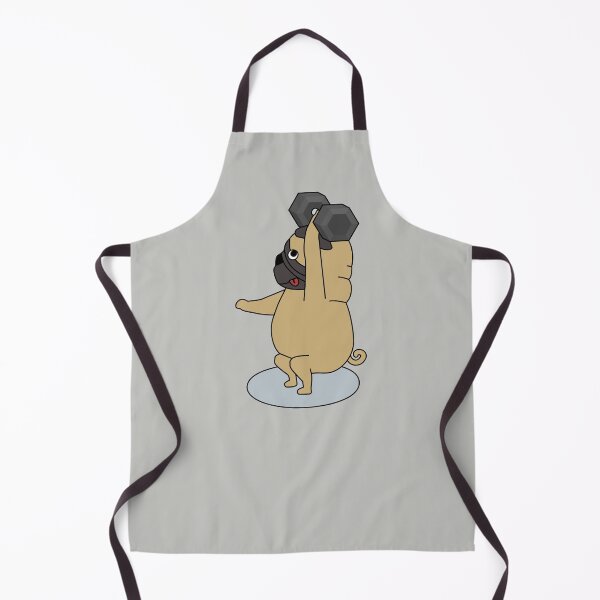 Item preview, crossfit pug with dumbbell doing overhead squat designed and sold by TrueType.