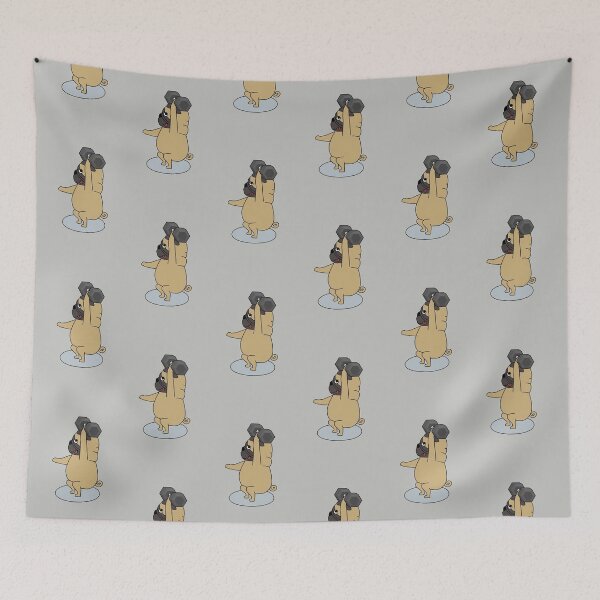 Item preview, crossfit pug with dumbbell doing overhead squat designed and sold by TrueType.
