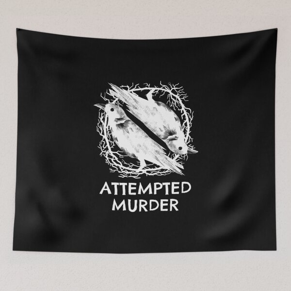 Item preview, attempted murder - funny crow pun designed and sold by Sinovius.