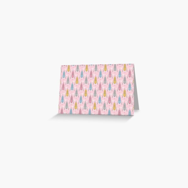 Retro Rockets Pink Greeting Card