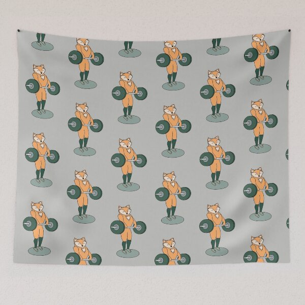 Item preview, crossfit fox with barbell and weights doing a pull designed and sold by TrueType.