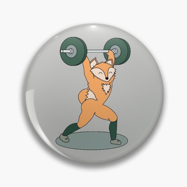 Item preview, crossfit fox with barbell and weights doing a split jerk designed and sold by TrueType.