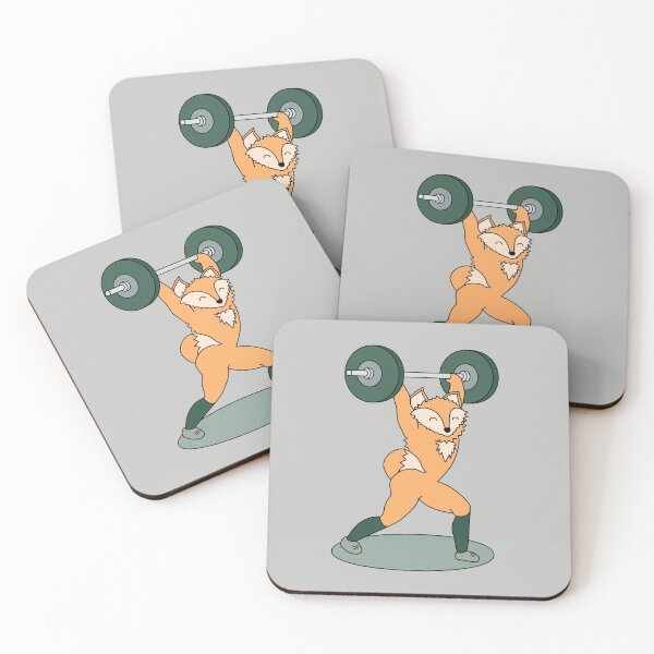 Item preview, crossfit fox with barbell and weights doing a split jerk designed and sold by TrueType.
