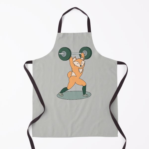 Item preview, crossfit fox with barbell and weights doing a split jerk designed and sold by TrueType.